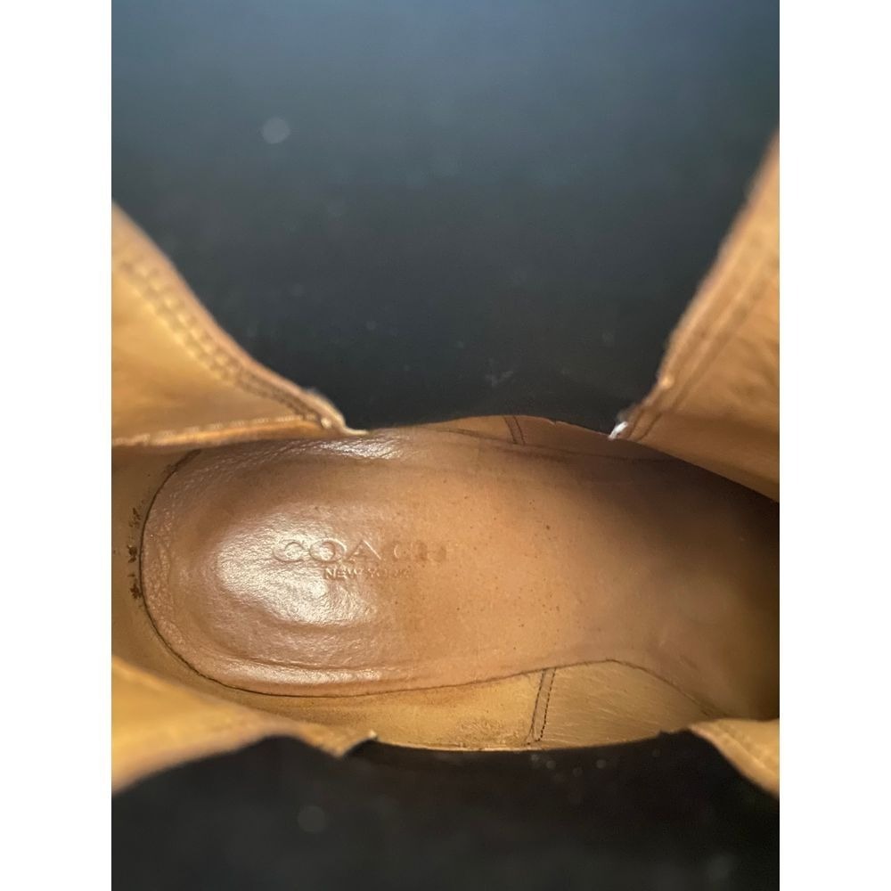 Coach Tan Brown Leather Chelsea Block Heel Ankle Boots Lug Sole Womens 8.5 B - Picture 10 of 10